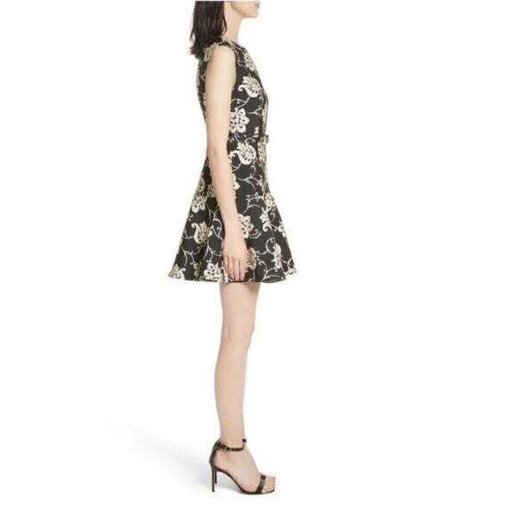 Ted Baker London Women’s Size 0 Ornate Paisley Ruffle Dress Black Fit and Flare - Picture 4 of 15